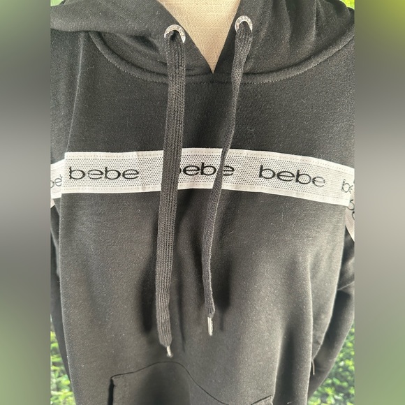 Bebe Sport Black Hoodie Logo Stripe Breathable Women’s 2X Super Comfy - Picture 2 of 3
